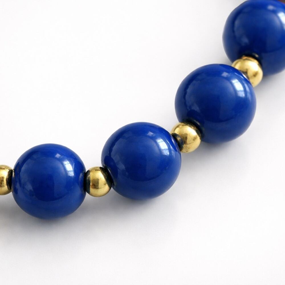 Vintage Monet Blue Glass Beaded Bracelet Gold Tone 7.5 In 1980s Gift - Picture 3 of 6
